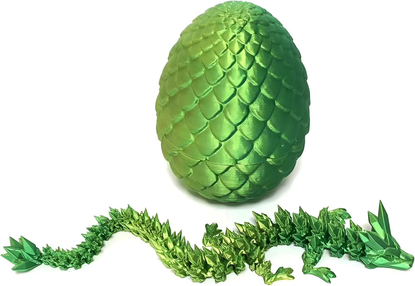 3D Printed Dragon Egg Crystal Dragon Fidget Toy Full Articulated Dragon Mystery Dragon Eggs with Dragon Inside Home Office Desk Decor Gifts Toys (Laser Yellow Green)