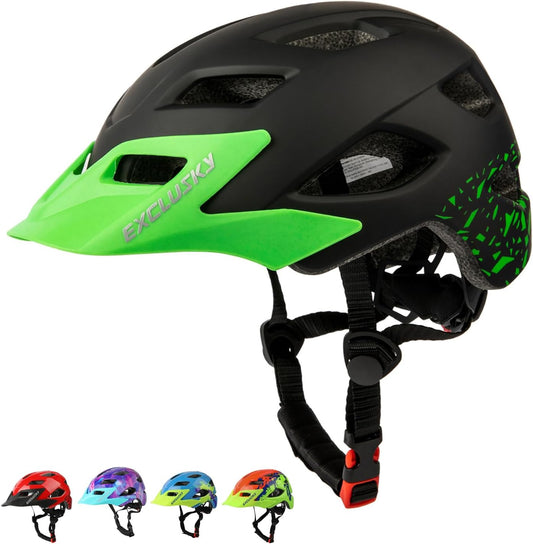 Kids Helmet, Exclusky Kids Bike Helmet Adjustable Safety Lightweight Children Bicycle Helmet for Kids Skating Cycling Scooter Boys and Girls Bicycle Helmets Ages 5-8-14