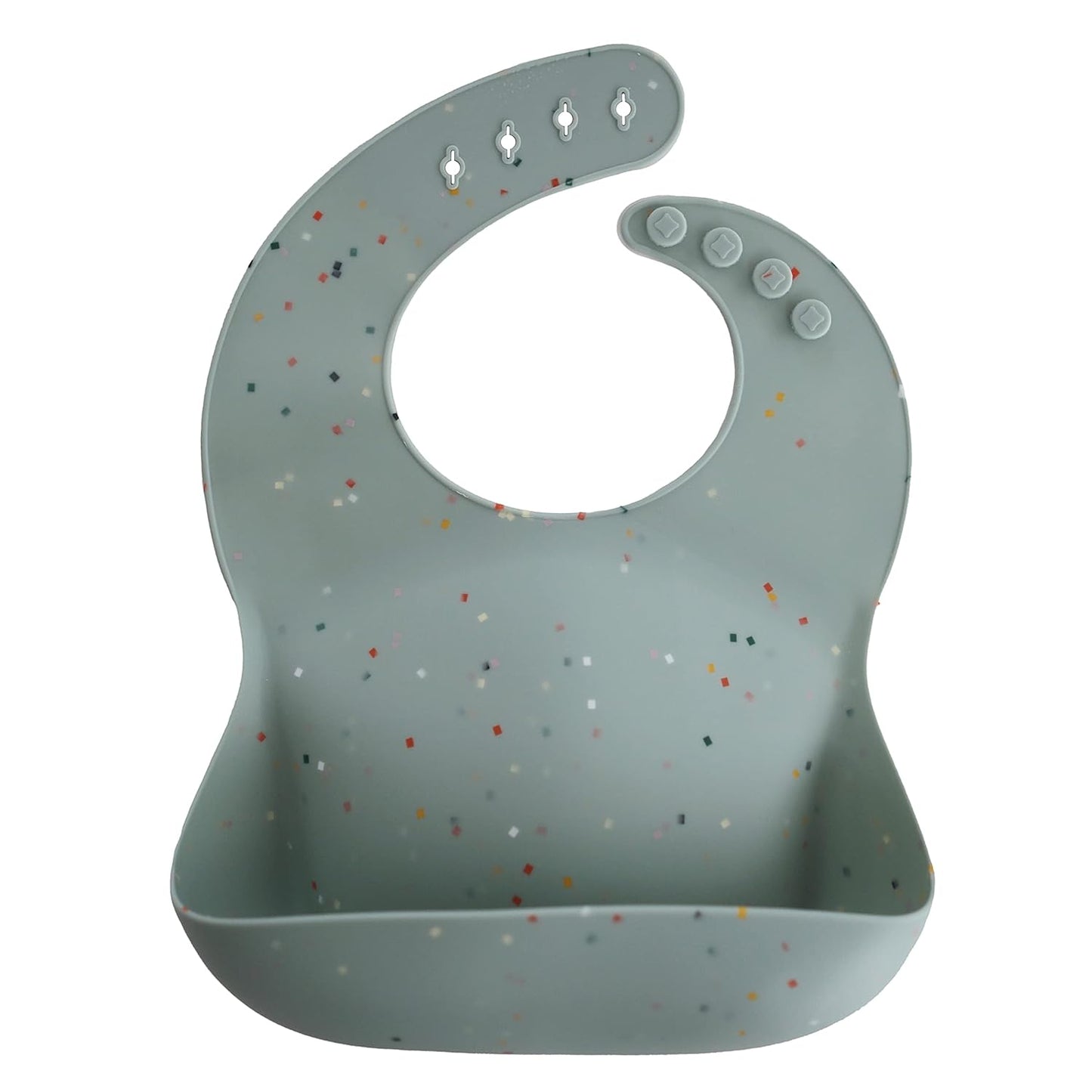 mushie Silicone Baby Bib | Adjustable Fit Waterproof Bibs (Cambridge Blue Confetti)