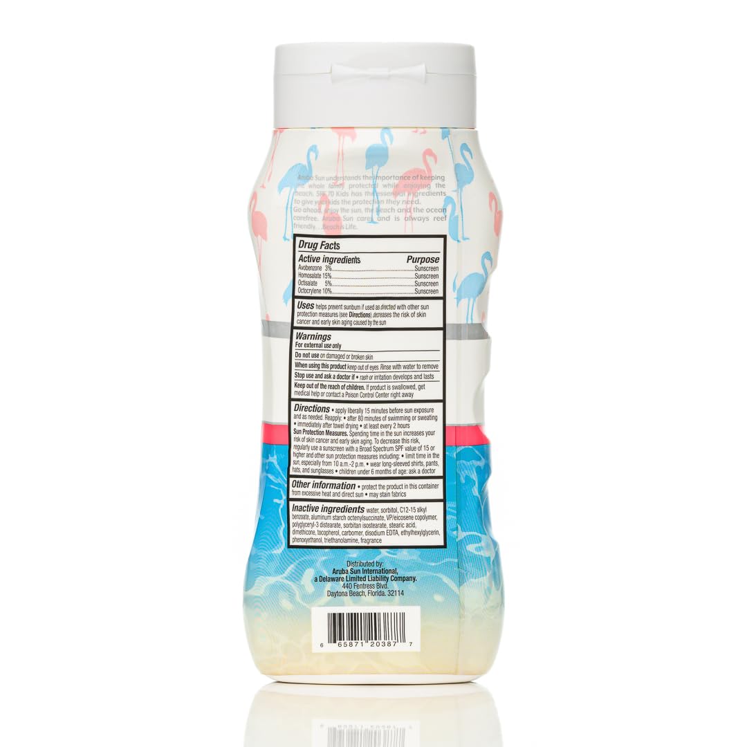 Kids SPF 70 Sunscreen Lotion with Bubble Gum scent | Aruba Reef Act Compliant no 67, Octinoxate & Oxybenzone Free | Water-Resistant, Non-Greasy, Broad Spectrum UVA/UVB Sunscreen, 8 oz