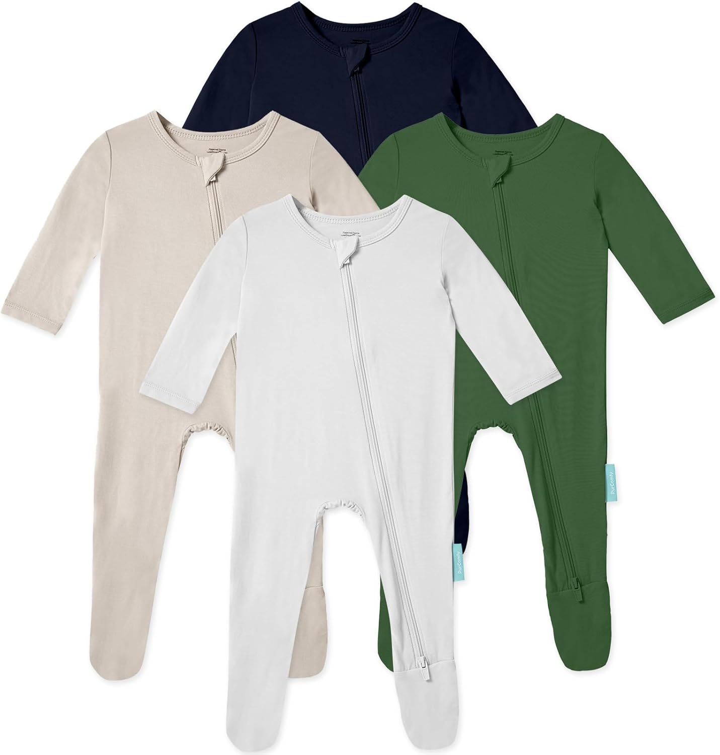 Baby Zipper Footie Pajamas, Supersoft Bamboo Rayon Baby Footed Pjs Boy Girl 0-3-6-9-18-24 Month Coverall Sleepers