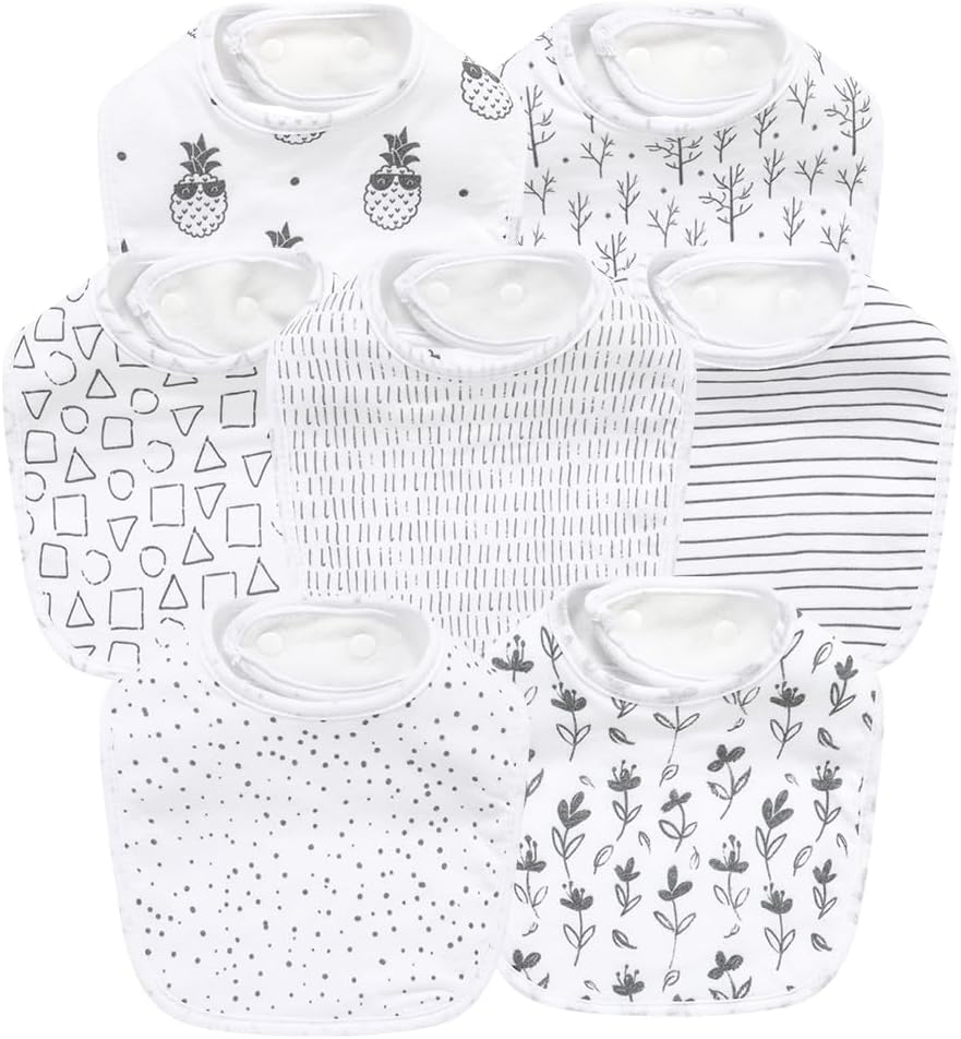 7 Pack Baby Cotton Absorbent Bibs for Drooling Teething