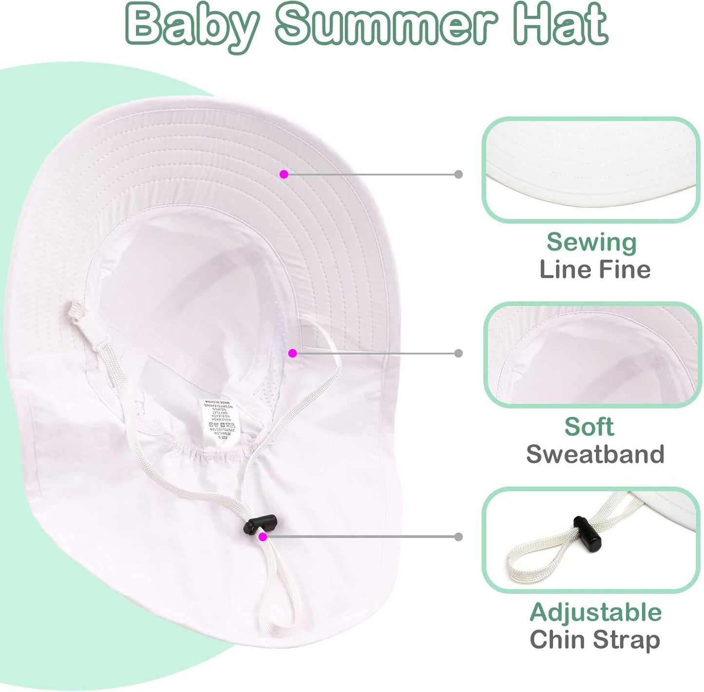 XIAOHAWANG Girls Sun Hat Baby Beach Hats Boys UPF 50+ Kids Summer Protection Cap Toddler Breathable Caps Wide Brim Neck Flap