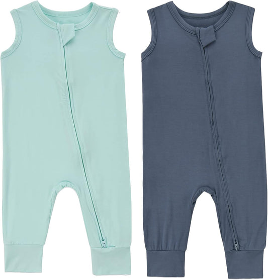 Baby Sleeveless Romper Zipper Toddler Summer Jumpsuit Rayon Outfits Infant Footless Pajamas 0-24m