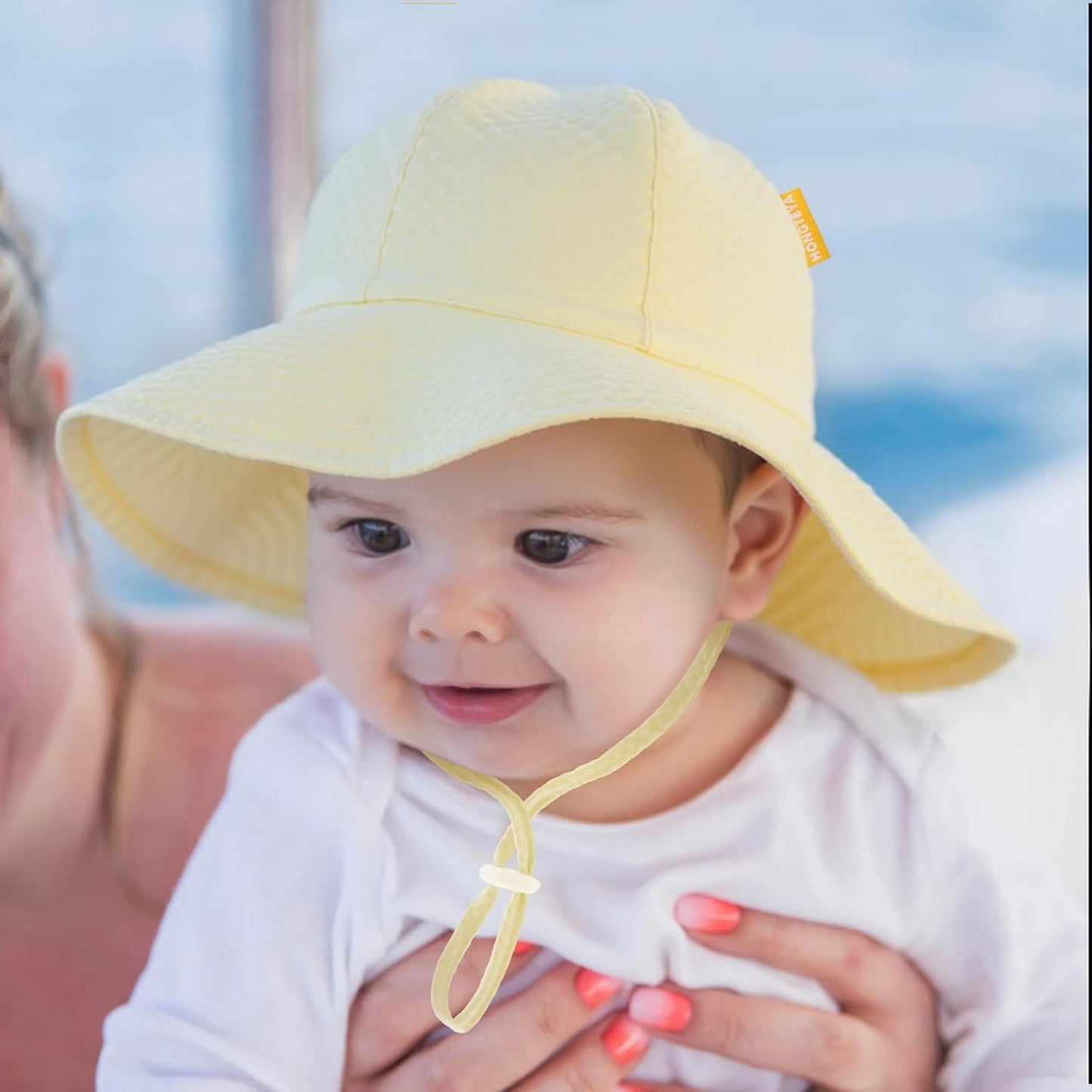 HONGTEYA Baby Sun Hat Toddler Girl Beach Hat Adjustable Outdoor Summer Hat UPF 50+ Sun Protection Wide Brim Infant Kids