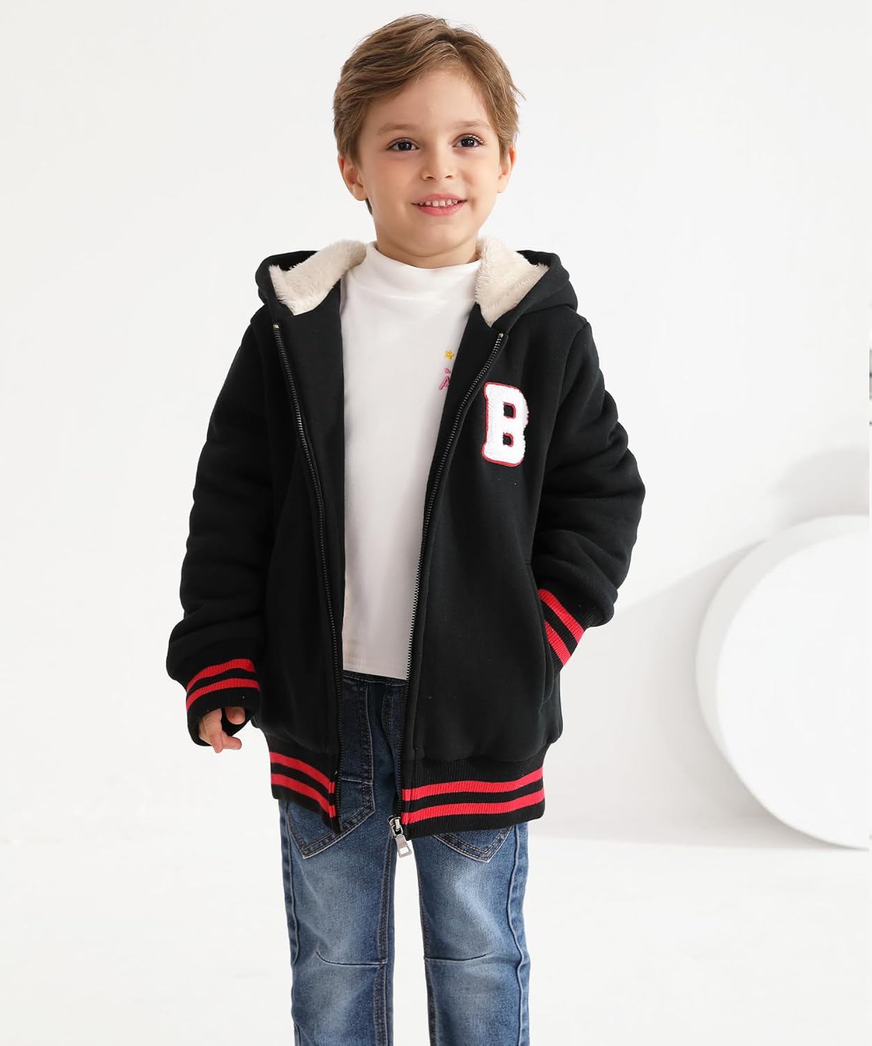 Bumeex Kids Boy's Girl's Sherpa Fleece Lined Jacket Spring Fall Winter Zip up Sweatshirt Hoodie 2-14Y(Toddler/Kid)