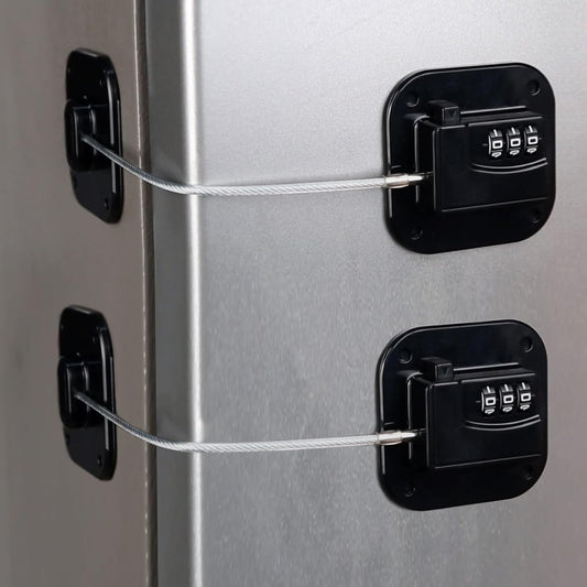 Refrigerator Lock (2 Pack), Heavy Duty Combination Fridge Lock, for Fridge, Cabinets, Window, Drawers and Child Safety Cabinet Locks, Strong Non-Marking Adhesive No Drilling (Black)