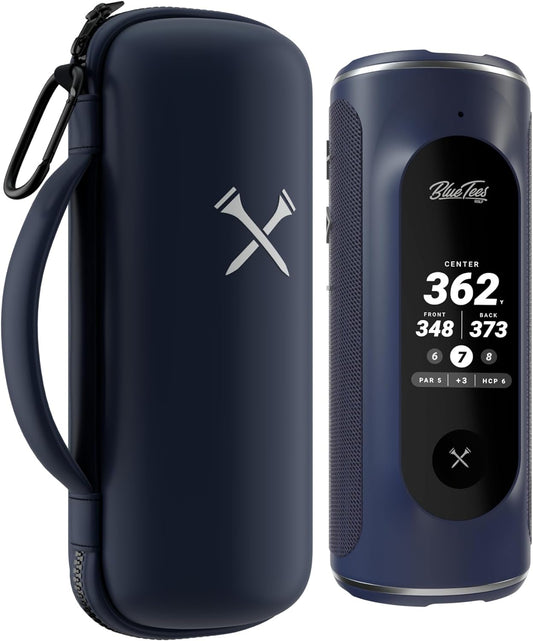 Blue Tees Golf GPS Case Compatible with Player+ GPS Speaker - Hard Carrying Protective Case, Advanced Security with Internal Magnetic Plate, Equipped with Carabiner Clip (Case Only) (Navy)