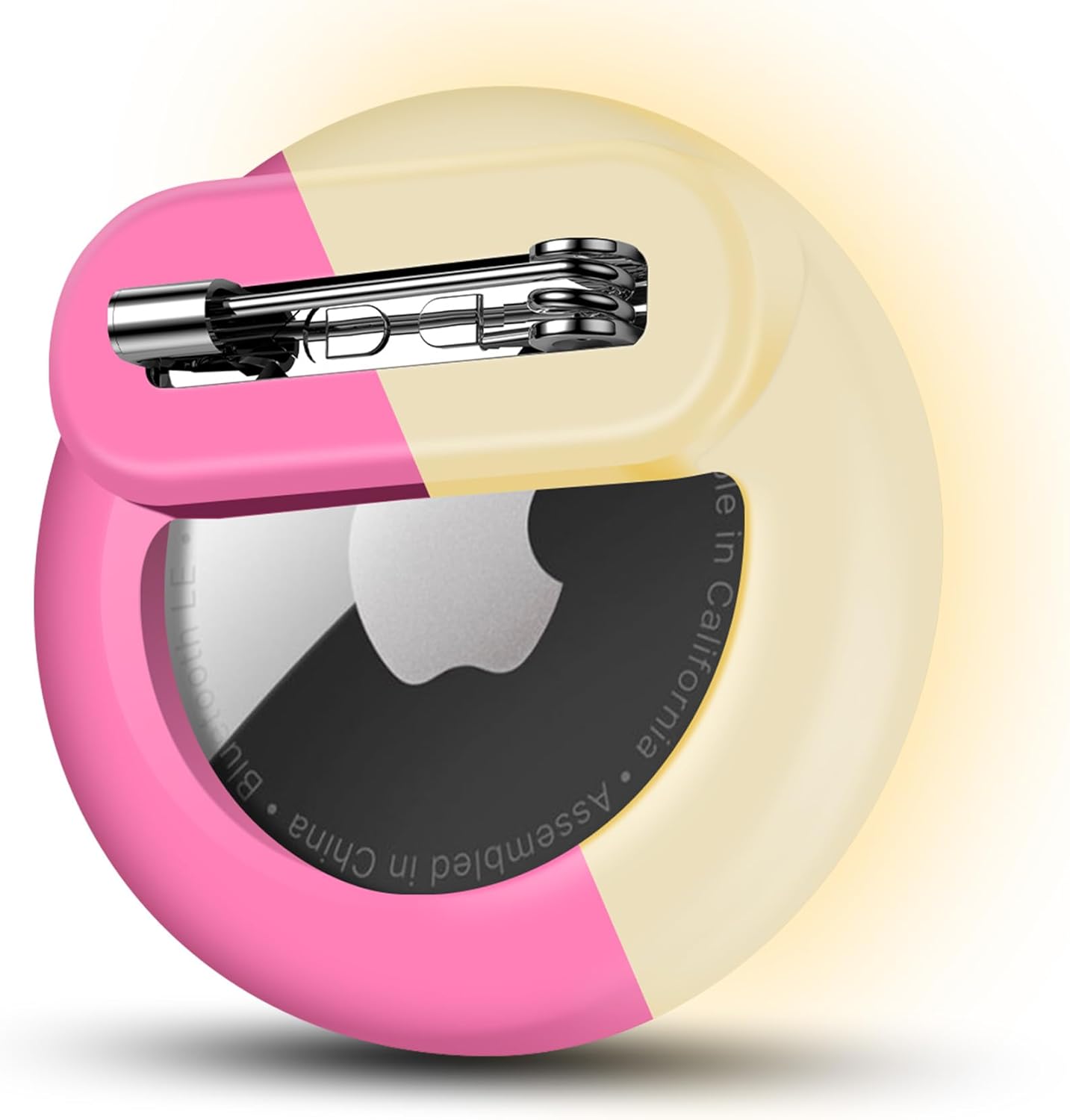 Tracker Holder for AirTag with Pin, Safe Hidden Lightweight GPS Tracker for Kids Compatible with Apple Air Tags for Child, Elderly, Pets Collar, Shoes (Luminous Pink, 1 Pack)