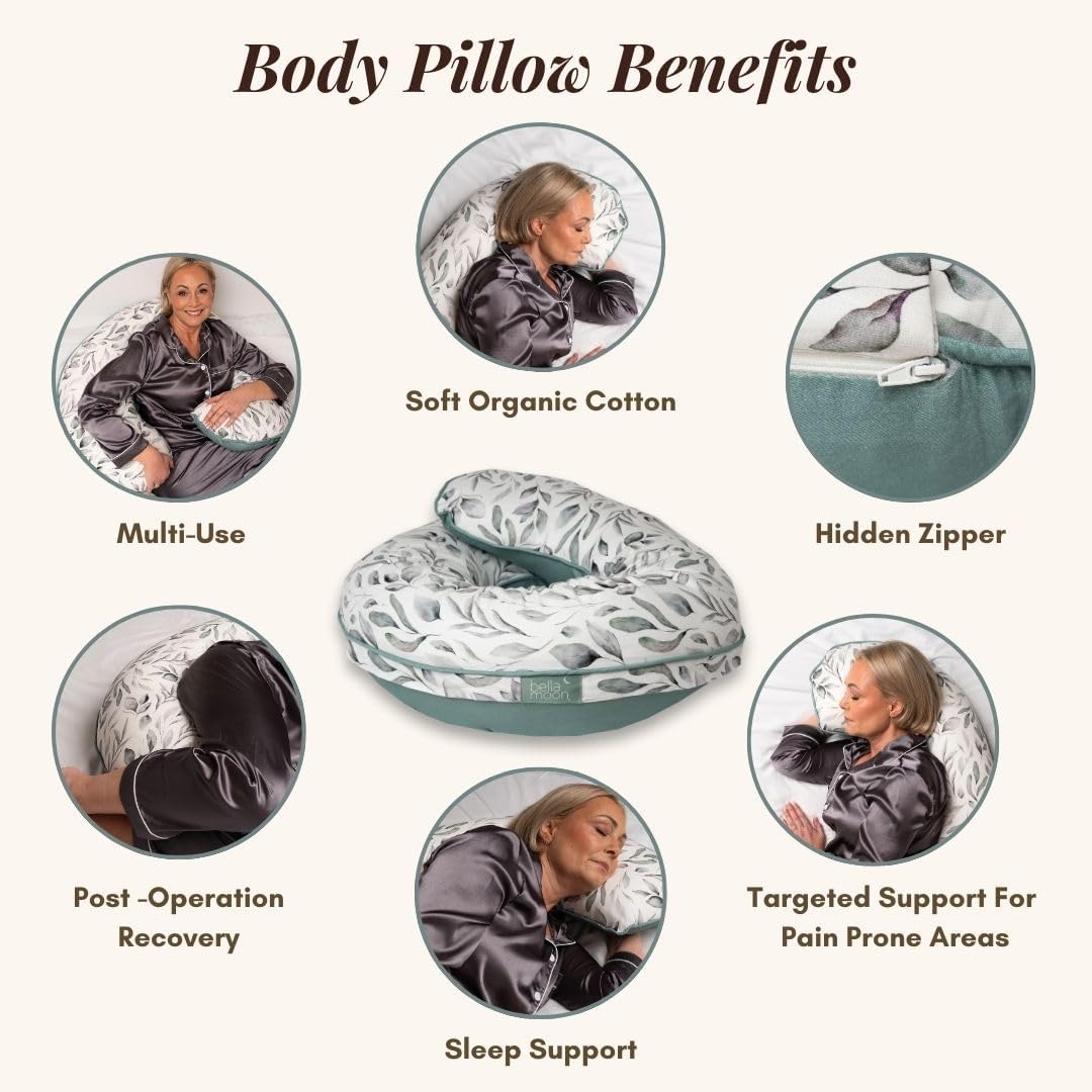 BellaMoon C Shaped Pregnancy Pillow for Sleeping (55 Inch) Maternity Body Pillow with Cooling Cover Soft Support for Women, Back, Legs, Belly C Pillow for Side Sleeping & Full Body pillows for adults