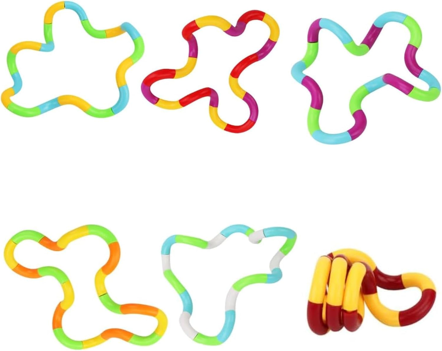 6PCS Random Multicolored Quiet Fidgets Toys for Unique Fidget Experience, Anti Anxiety Sensory Toys Combine into New Shapes,Brain Imagination Tools,Party Supplies
