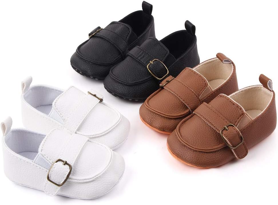 LONSOEN Baby Girls Boys Loafers Prewalker Dress Crib Shoes
