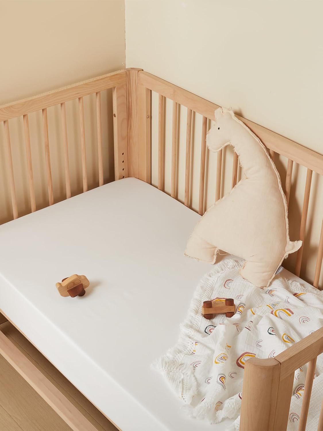 TILLYOU Baby Crib Sheets for Boys Girls, Fitted Crib Sheet 2 Pack for Standard Crib and Toddler Mattresses, Super Soft Toddler Bed Sheets, 28"x52"x8", White & Gray