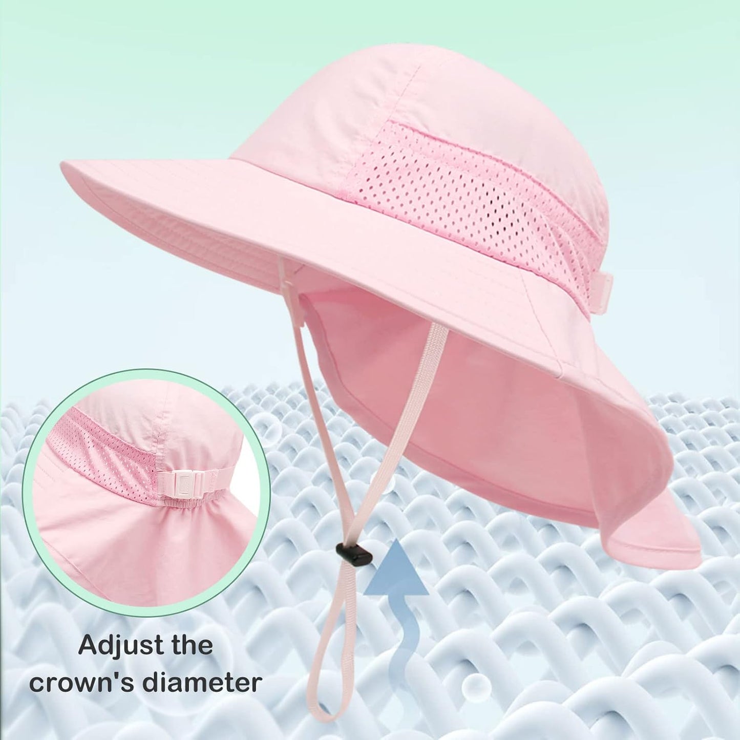 XIAOHAWANG Girls Sun Hat Baby Beach Hats Boys UPF 50+ Kids Summer Protection Cap Toddler Breathable Caps Wide Brim Neck Flap