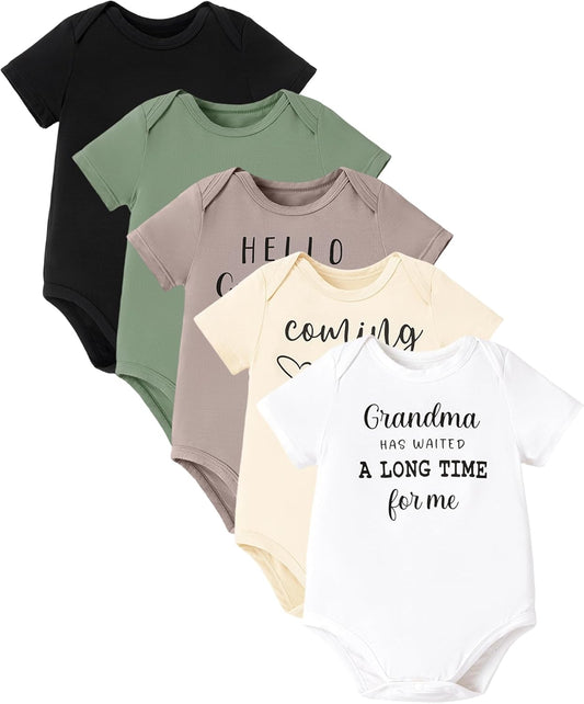 PATPAT Baby Bodysuits Supersoft Bamboo Viscose - Short Sleeve Boys and Girls - Newborn Infant Unisex Clothes Pack