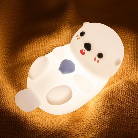 Cute Otter Night Light for Kids Bedroom, Animal Silicone Nursery Night Lamp Touch Control Sea Otter Nightlights USB Rechargeable Bedside Lamp for Baby Children Toddlers Girls Gift