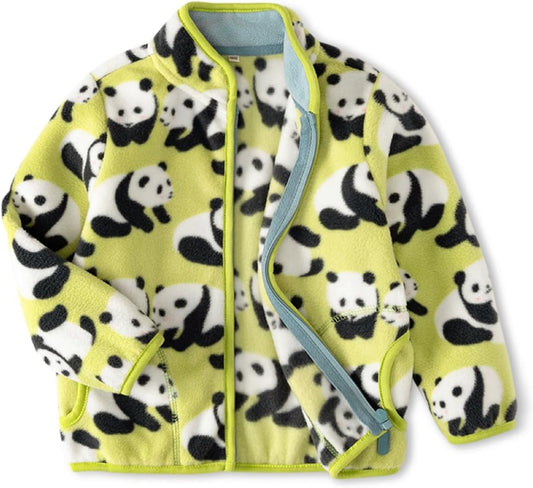 Kids Printed Polar Fleece Jacket Toddler Baby Boys Girls Autumn Winter Warm Sherpa Lining Outerwear Soft Lightweight