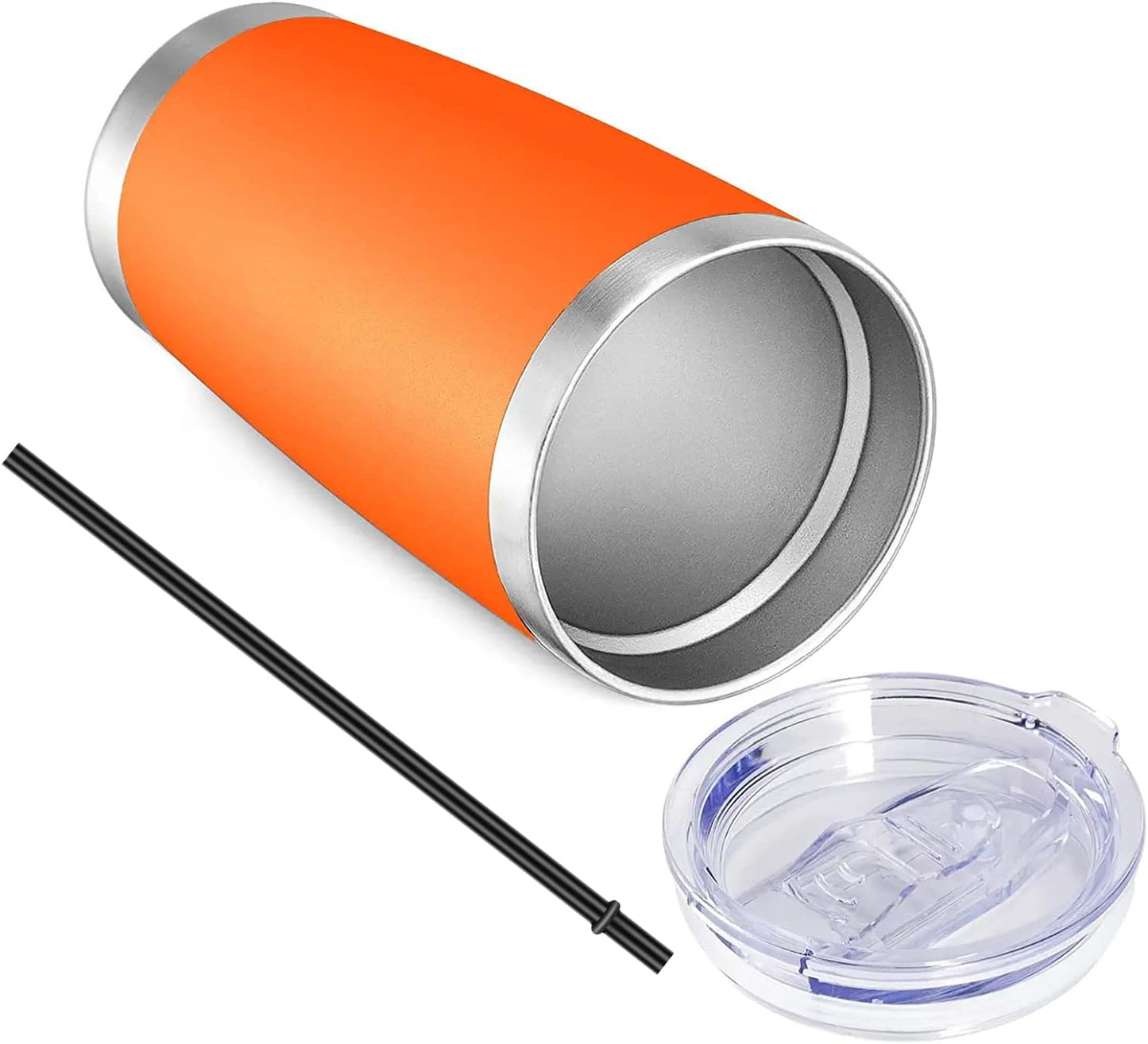 VEGOND 20oz Tumbler with Lid and Straw Stainless Steel Tumbler Cup Bulk Vacuum Insulated Double Wall Travel Coffee Mug Powder Coated Coffee Cup(Orange 12 Pack)