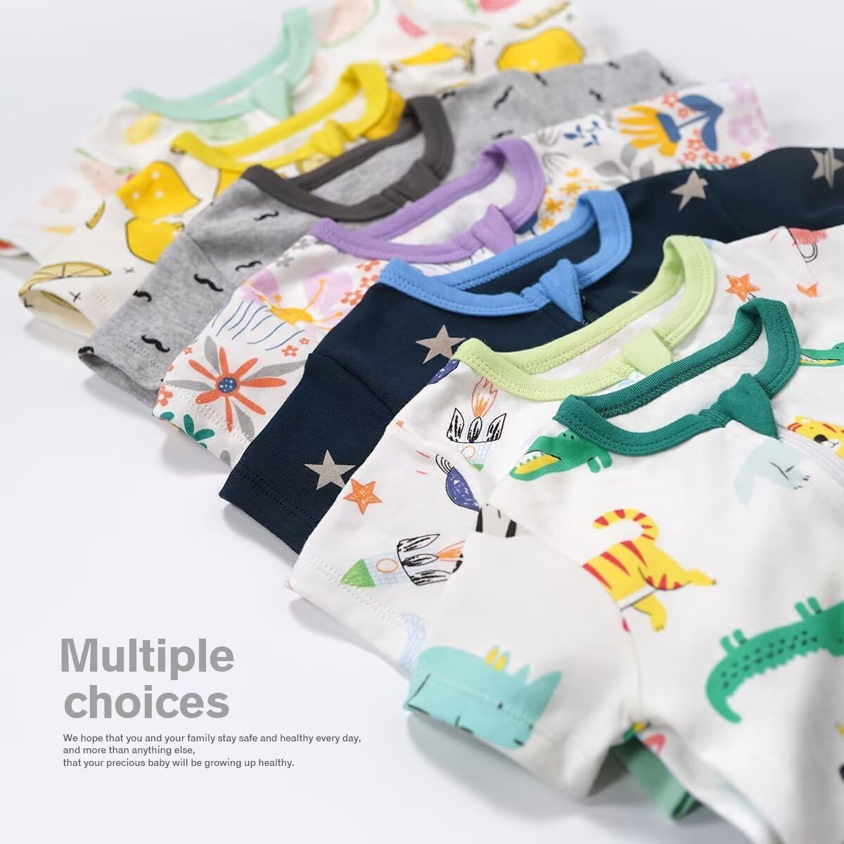 Teach Leanbh Toddler Baby Boys Girls Footless Pajamas Cotton 2 Way Zipper Printing Short Sleeve Romper Sleep and Play