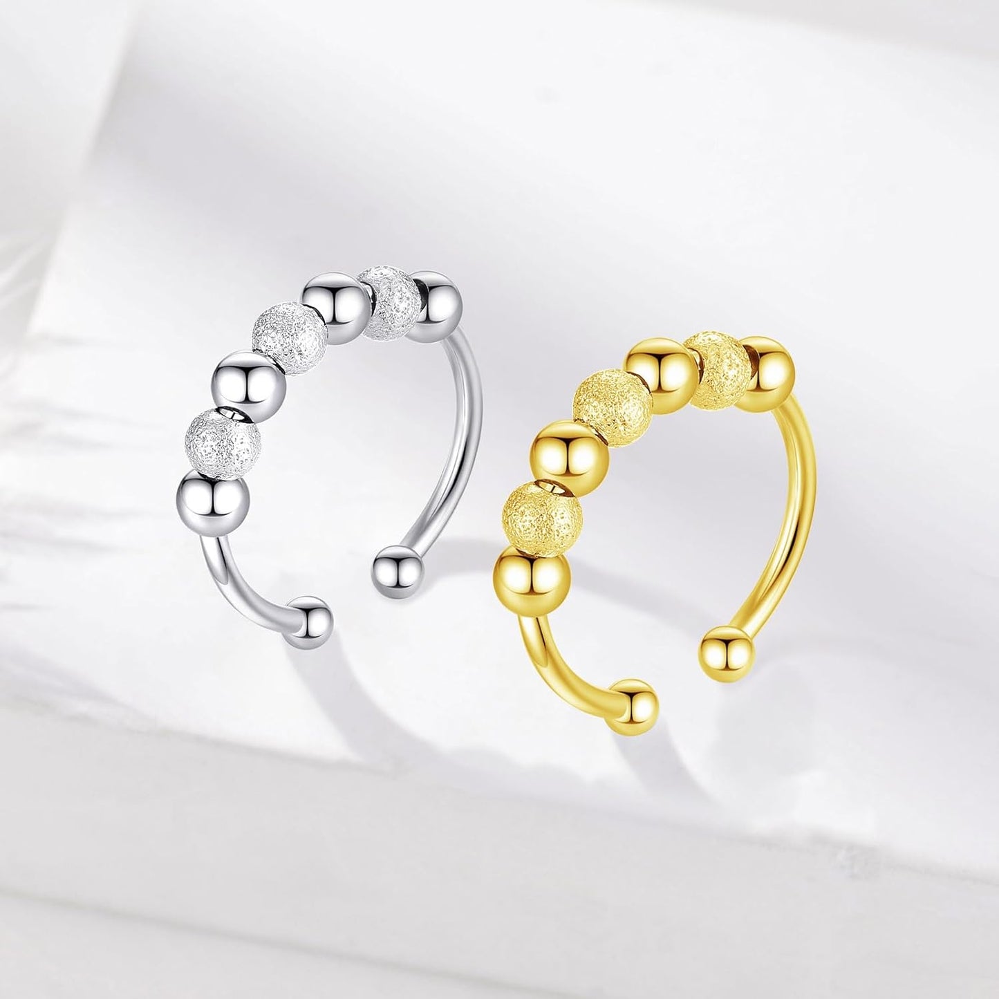 INFUSEU Funny Spinner Fidget Rings for Women Girls Anti Anxiety Stress Worry, Adjustable Size