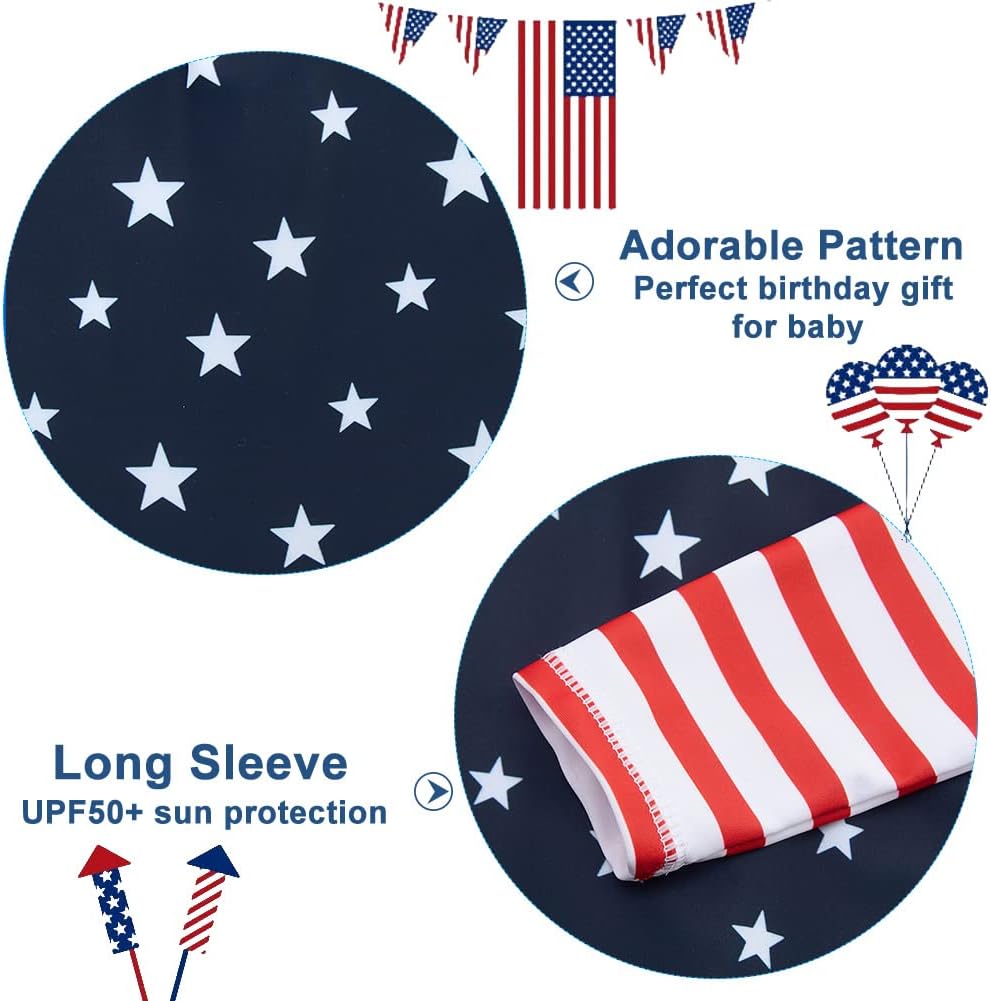 Funnycokid Baby Swimsuit Boy Toddler Bathing Suit Rash Guard UPF 50+ Swimwear 6 Months-4T