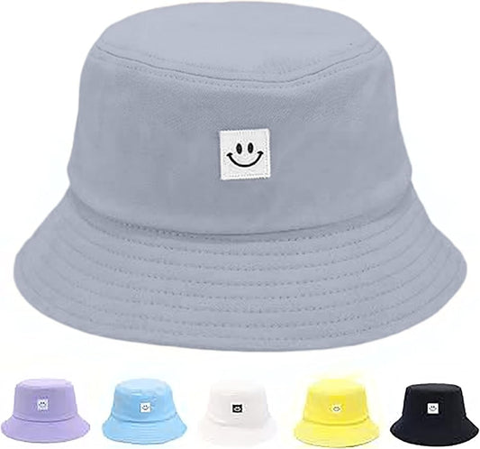 Kids Sun Hat Smile Face Bucket Hat for Girls Boys Summer Sun Protection Cotton Unisex Beach Cap