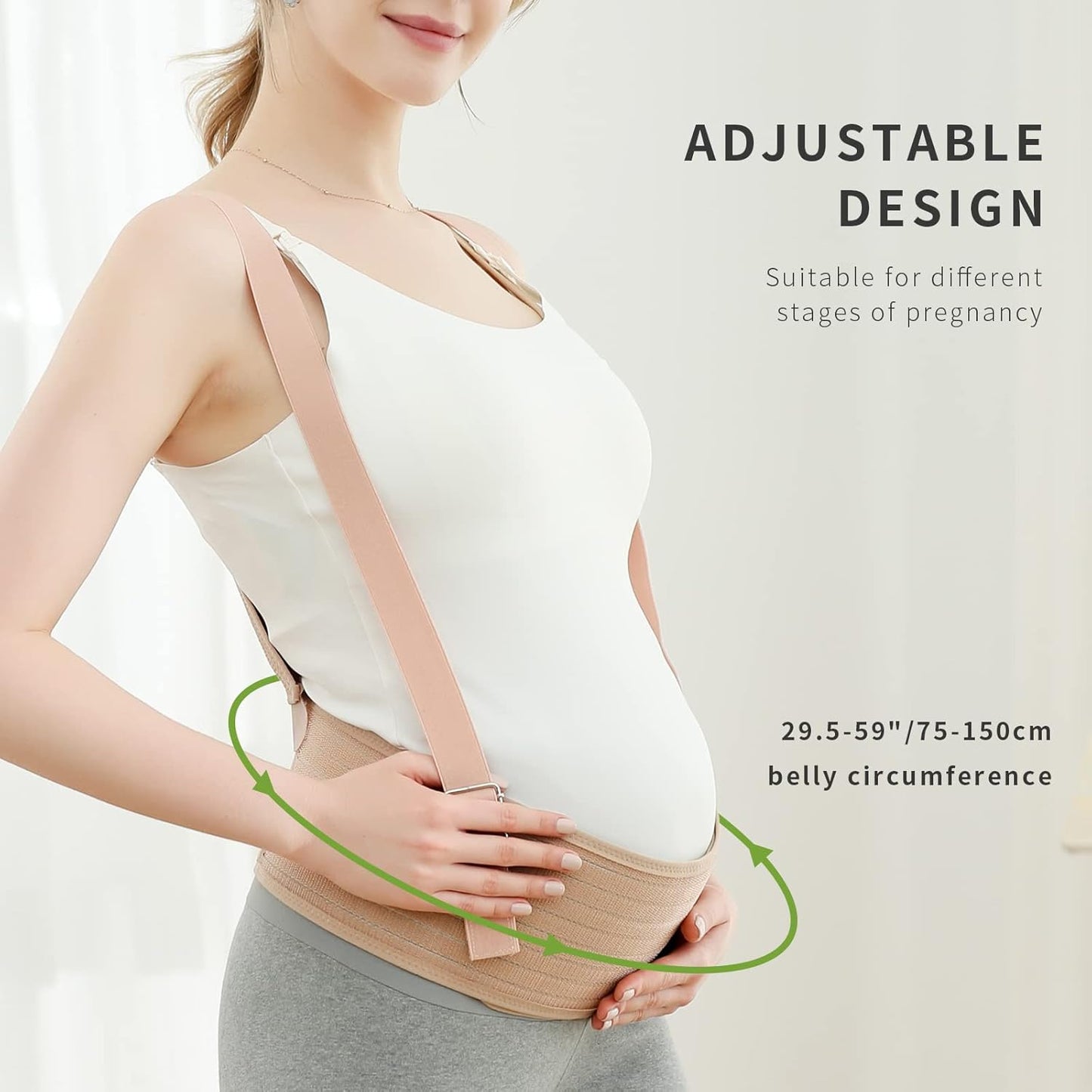 Reidio Maternity Belt Belly Bands for Pregnant Women Pregnancy Belly Support Band Relieve Back & Waist & Pelvic Pain Adjustable Size with Back Brace Straps