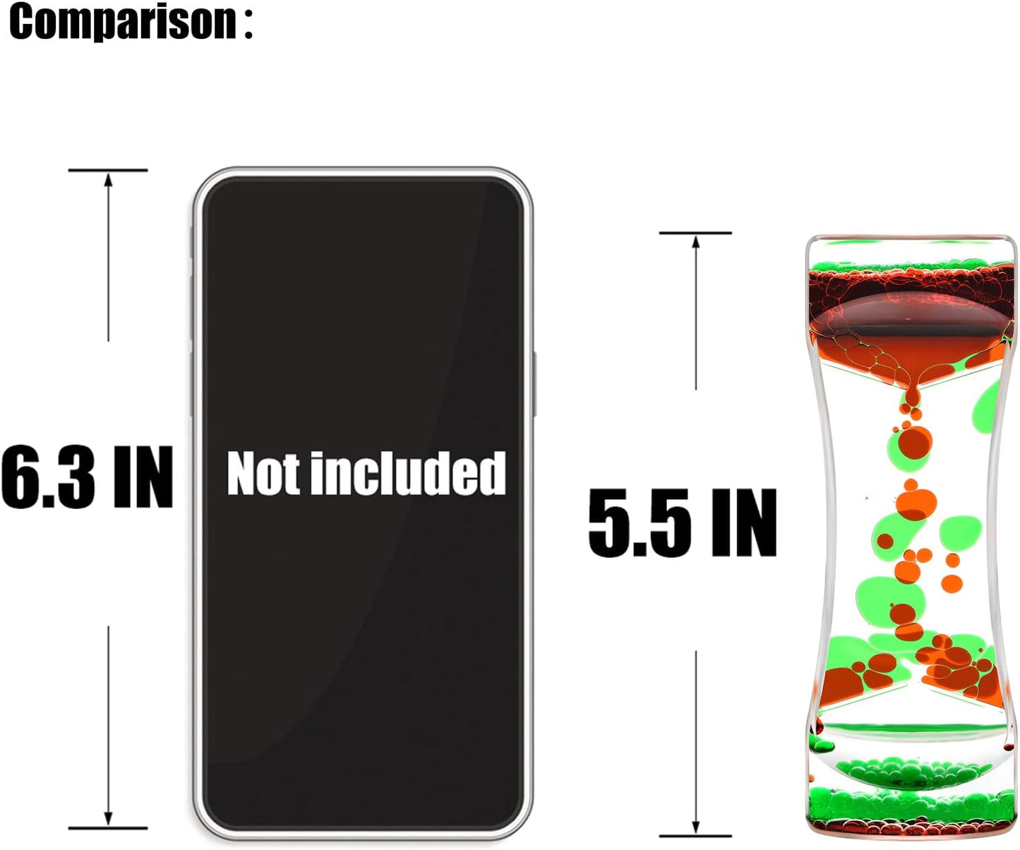 Red Green Liquid Motion Bubbler Timer for Holiday Stocking Stuffers Set of 1, Liquid Bubble Drop Oil Water Hourglass Sensory Toys for Autistic Relaxing Activity, Office and Home