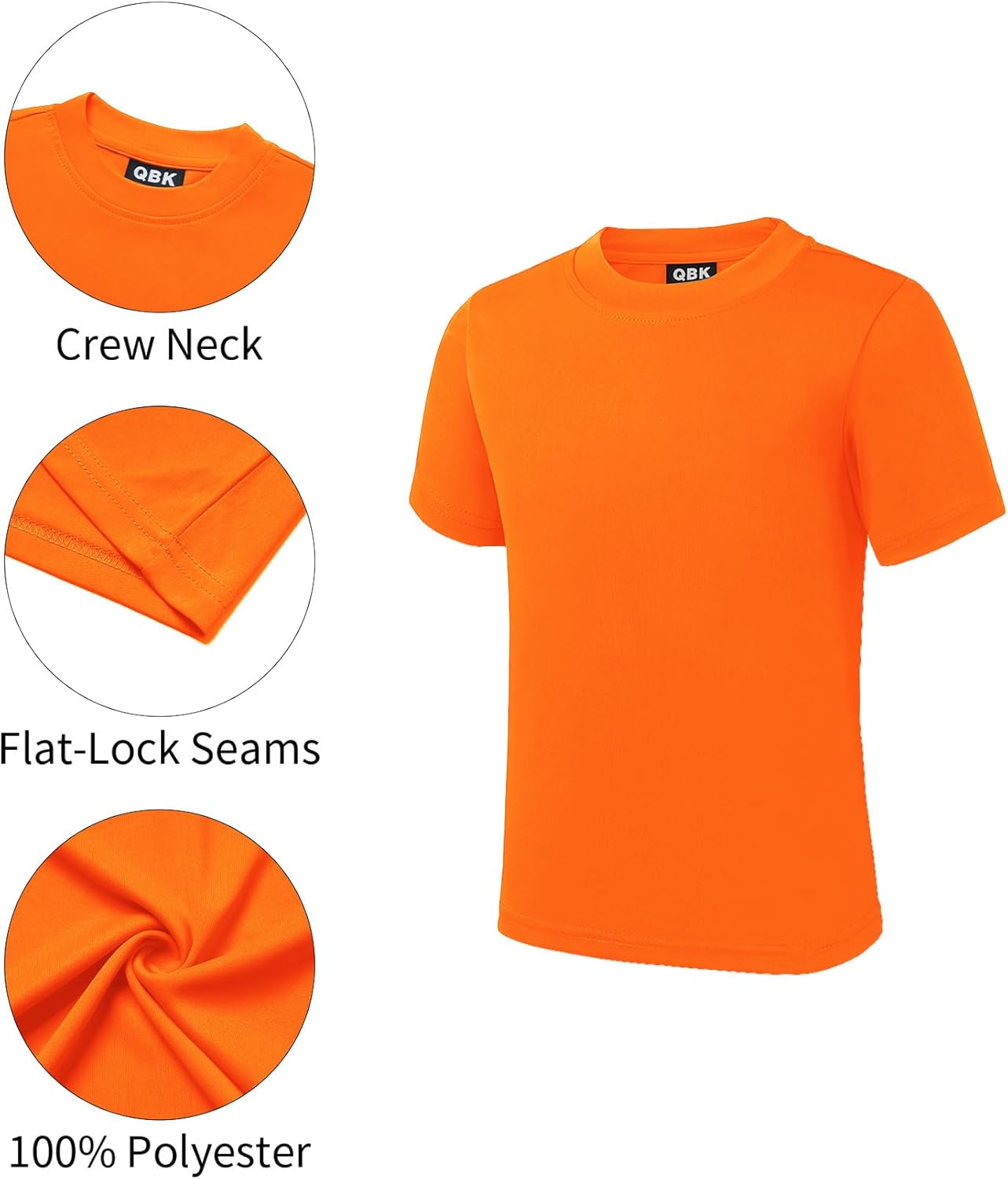 QBK 2T to Youth Neon Shirt Kids UPF 50+ Dry Fit Athletic Short Sleeve Rash Guard T Shirts for Boys Girls Sports Undershirt