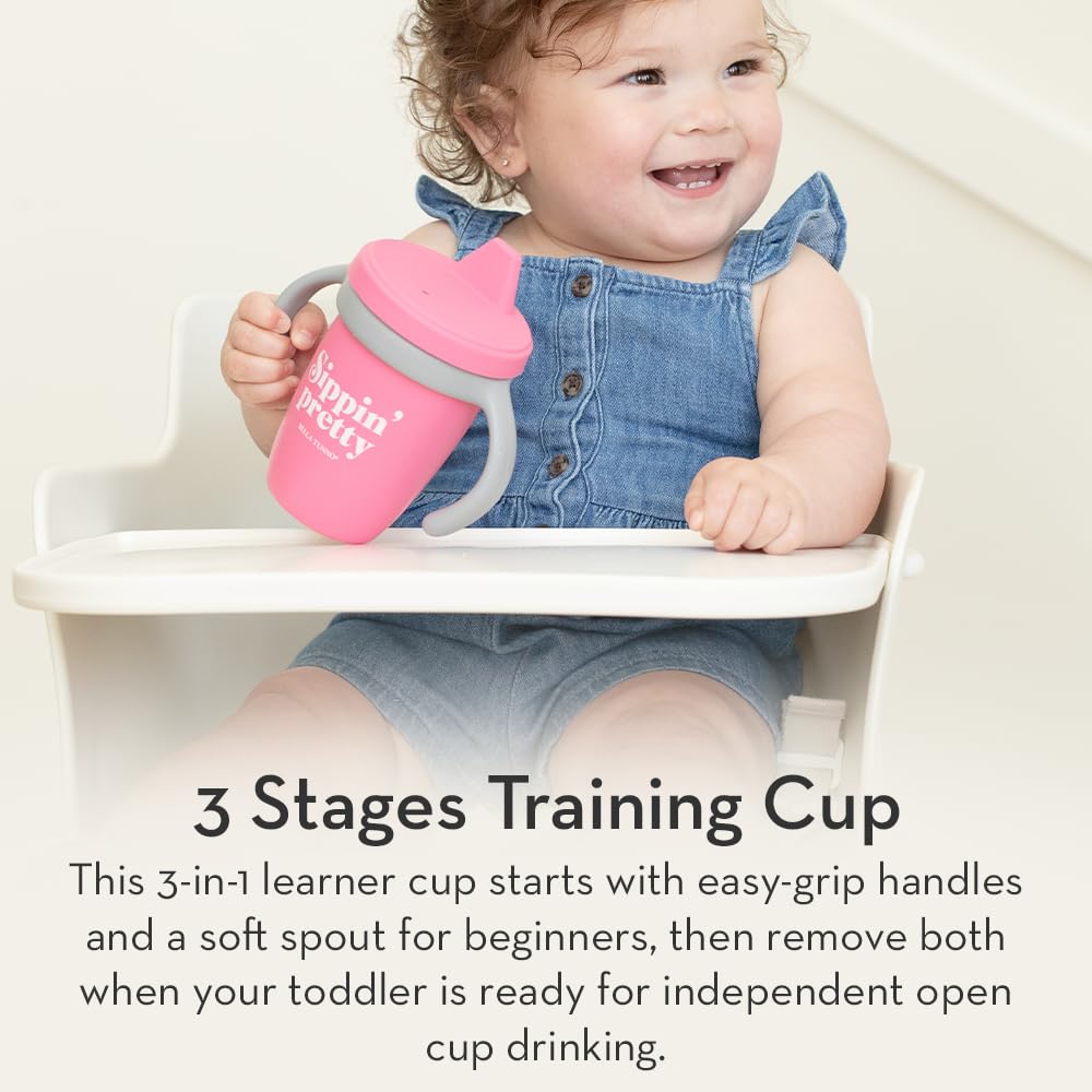 Bella Tunno Sippy Cup, Silicone Training Cup with Transition Handles for Infants, Toddlers & Kids, Babies 6-12 Months & Toddlers 1-3 Years, Boys & Girls I'll Drink to That, 8 oz