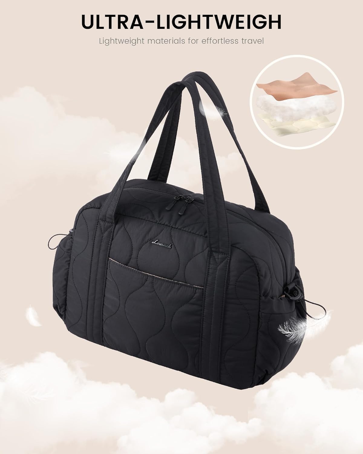 LOVEVOOK Gym Bag for Women, Puffer Travel Duffle Bag with Wet Pocket, Lightweight Carry On Bag Weekender Overnight Bag with Toiletry Bag, Multiple Pockets Personal Item Travel Bag for Airplanes
