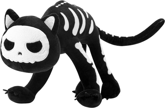 Halloween Black Cat Plush, Skeleton Stuffed Animal Pillow, Cute Plushie Doll Toy Gift for Fans, Boys and Girls Birthday Gifts
