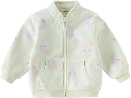 DAVE & BELLA Kids Printed Polar Fleece Jacket Toddler Baby Boys Girls Zip Up Long Sleeve Spring Fall Warm Outerwear Coat