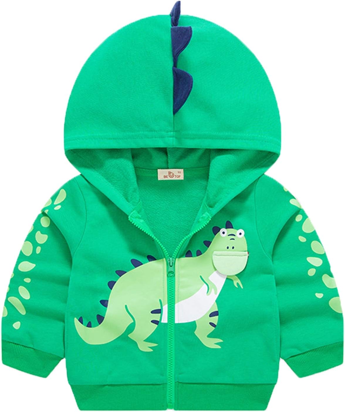 Toddler Boys Full Zip Dinosaur Hoodies Comfortable Sweatshirt