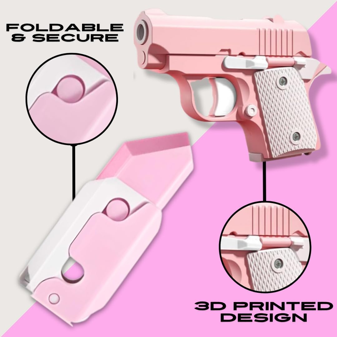 Fidget Gun Toy, 3D Printed Mini Toy, Stress Shot, Gravity Fidget Toy, Gun Fidget Toy, Fidget Toys Adults & Kids, Pink