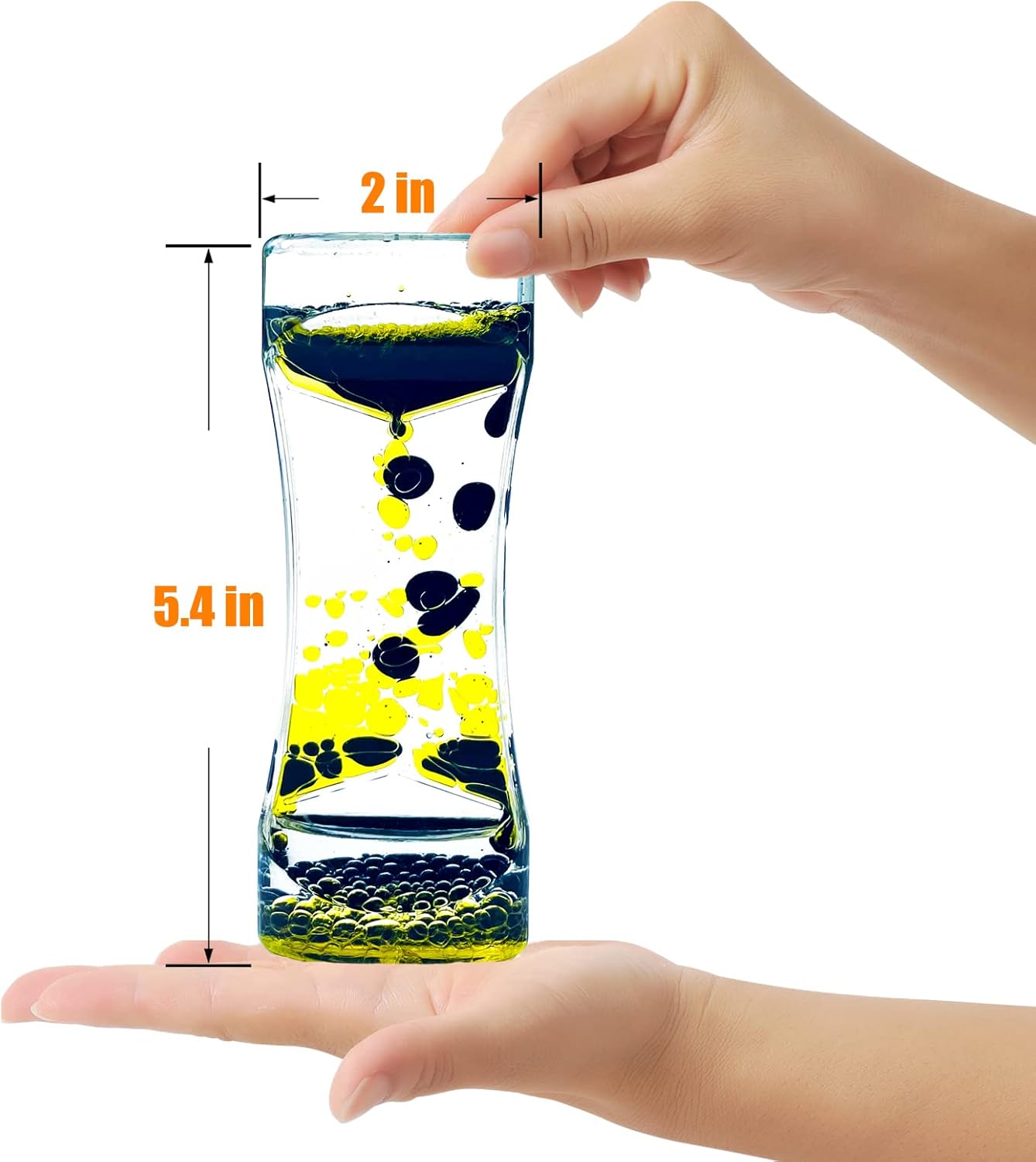Liquid Motion Bubbler Timer Sensory Toys for Calm Relaxing, Black Yellow 1 Pack Drip Water Oil Motion Liquid Timer for Fidget Toy, Autism Toys, Children Activity, Office Desk Decoration