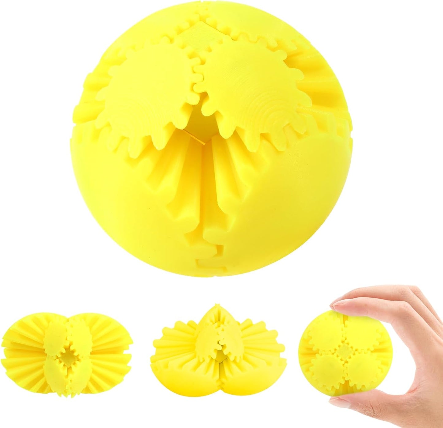 MerryXD Gear Ball Fidget Toy,GearSphere Desk 3D Printed Perfect for Stress and Anxiety Relaxing Fidget Toy Gear Fidget Sphere Activity Gear Ball for Adults Grow in The Dark Yellow