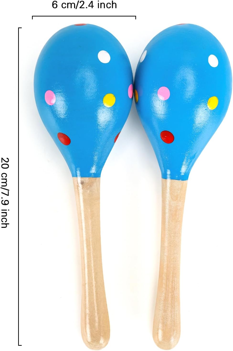 2 Pcs Maracas, Hand Percussion Rattles for Kids, Wooden Rumba Shaker Hand Musical Instruments with Clear Rhythm for Kids Adults Playing (Blue)