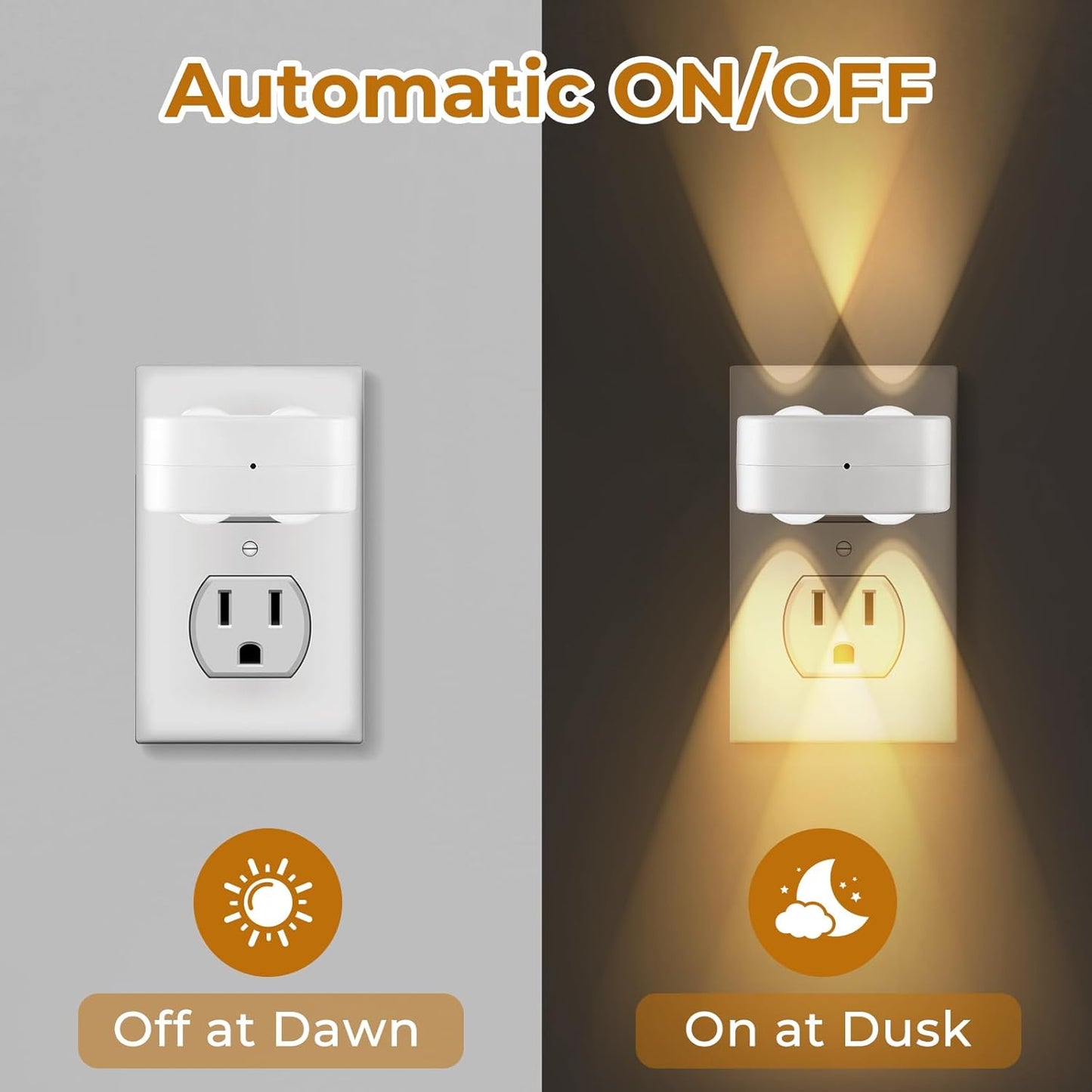 Night Light Plug into Wall, 4 Pack LED Night Lights,Rotatable Plug Night Lights,Dusk to Dawn Light Sensor,Nightlights for Hallway Bedroom Stairway,2700K(Non-Dimmable)