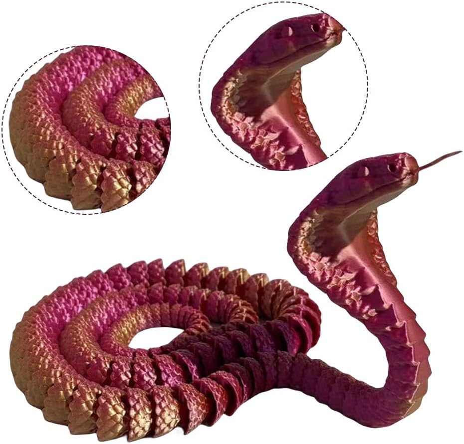 3D Printed Snake Cobra-3D Printed Animals Fidget Toy Creative 3D Printed Animals Articulated Snake Collectibles Home Office Executive Desk Decor