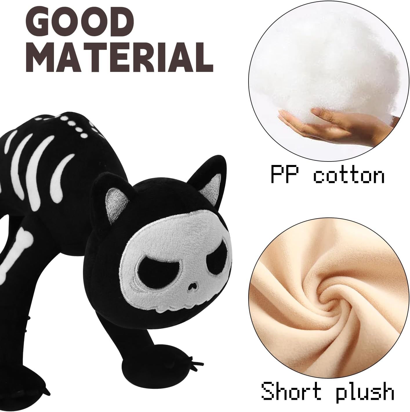 Halloween Black Cat Plush, Skeleton Stuffed Animal Pillow, Cute Plushie Doll Toy Gift for Fans, Boys and Girls Birthday Gifts