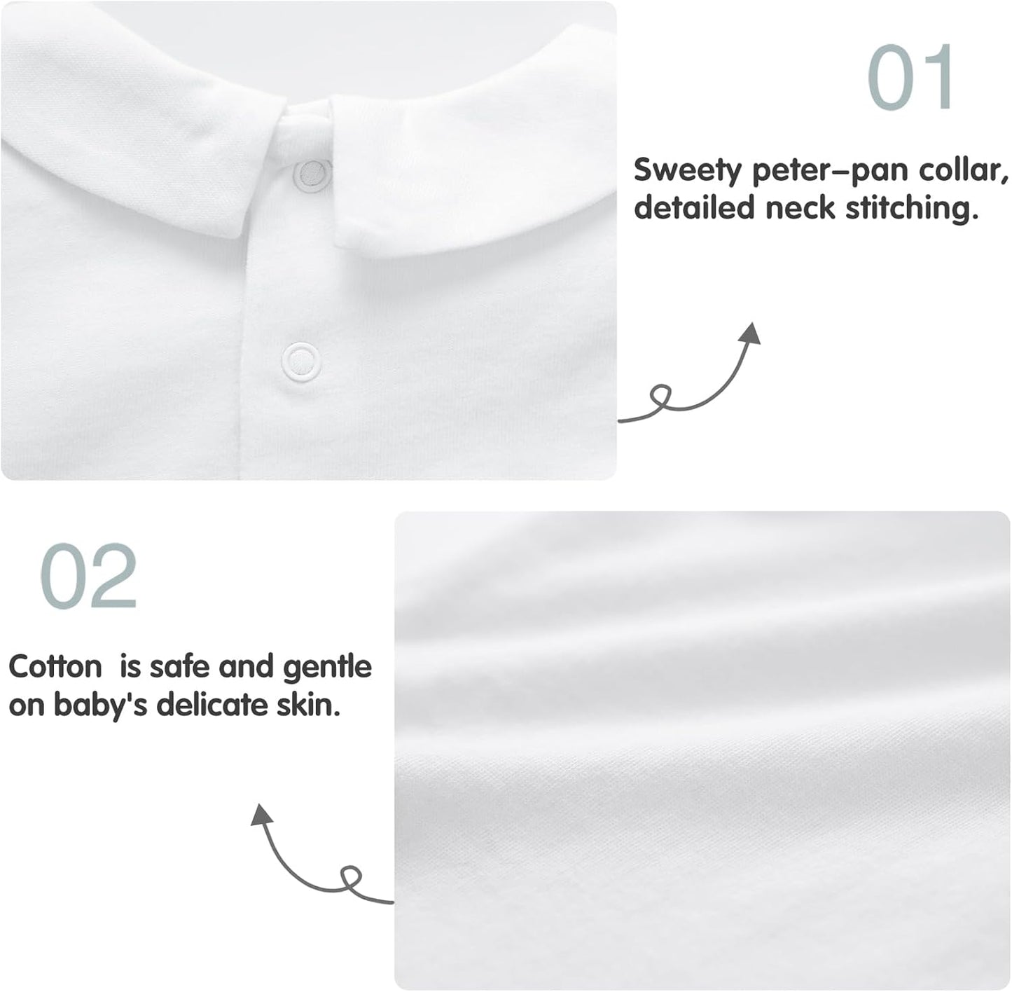 pureborn Baby Boys Girls Bodysuit Super Soft Cotton Romper 0-24 Months