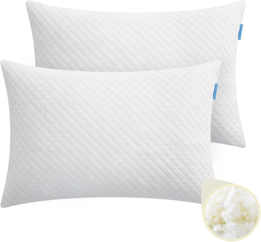 Memory Foam Toddler Pillow Pack of 2,20X14' Kids Pillow with Machine Washable Pillowcase Rayon Derived from Bamboo,Adjustable Height Toddler Pillows for Sleeping 2-6 Years Old(White)