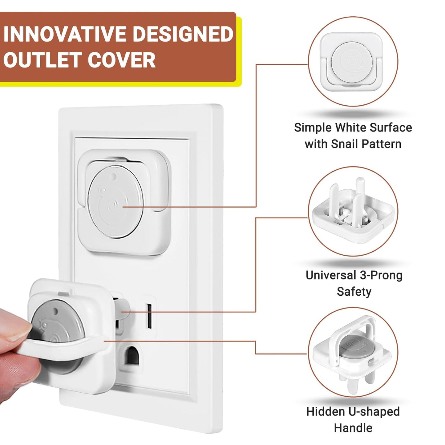 Outlet Covers Baby Proofing, 40 Pack Child Proof Plug Socket Covers Electric Plug Protectors Safety Caps to Prevent Power Shock, for US 3-Prong, Gray & White