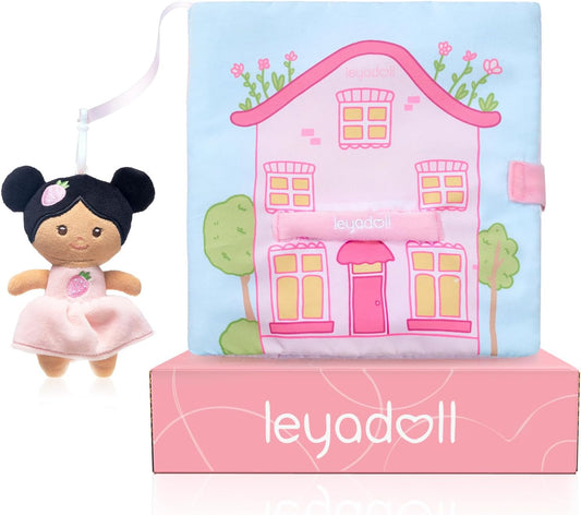 Interactive Sensory Soft Cloth Book, Educational Crinkle Quiet Activity Busy Book for Babies,Toddler Travel Toy Gift for 1-3 Year Old Boys and Girls (A Berry Special Day)-Tanned