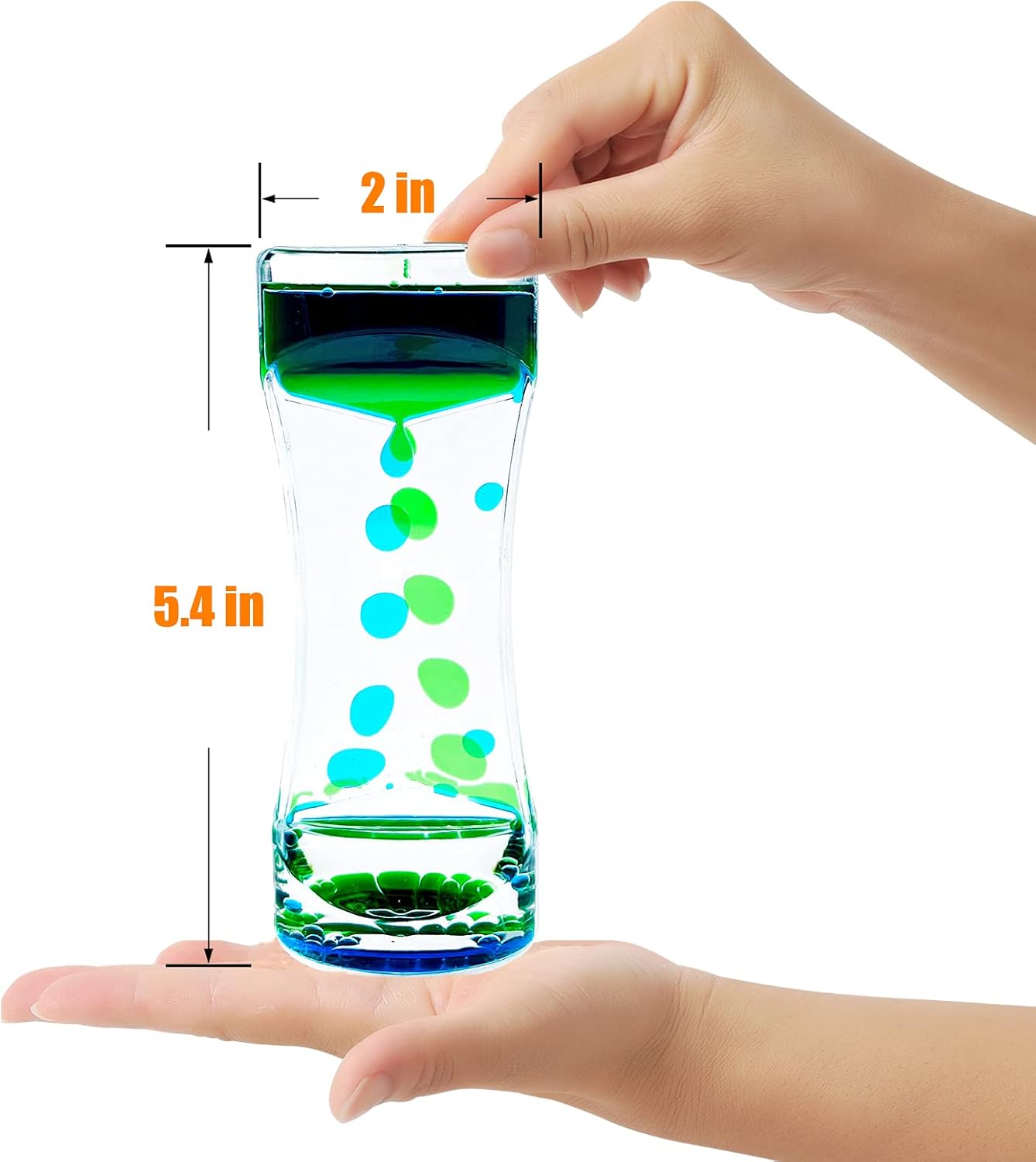1 Pack Liquid Motion Bubbler Timer Sensory Toys for Relaxation, Water Timer Fidget Toy for All Age, Motion Bubble Sensory Toy Play for Office Home Blue & Green