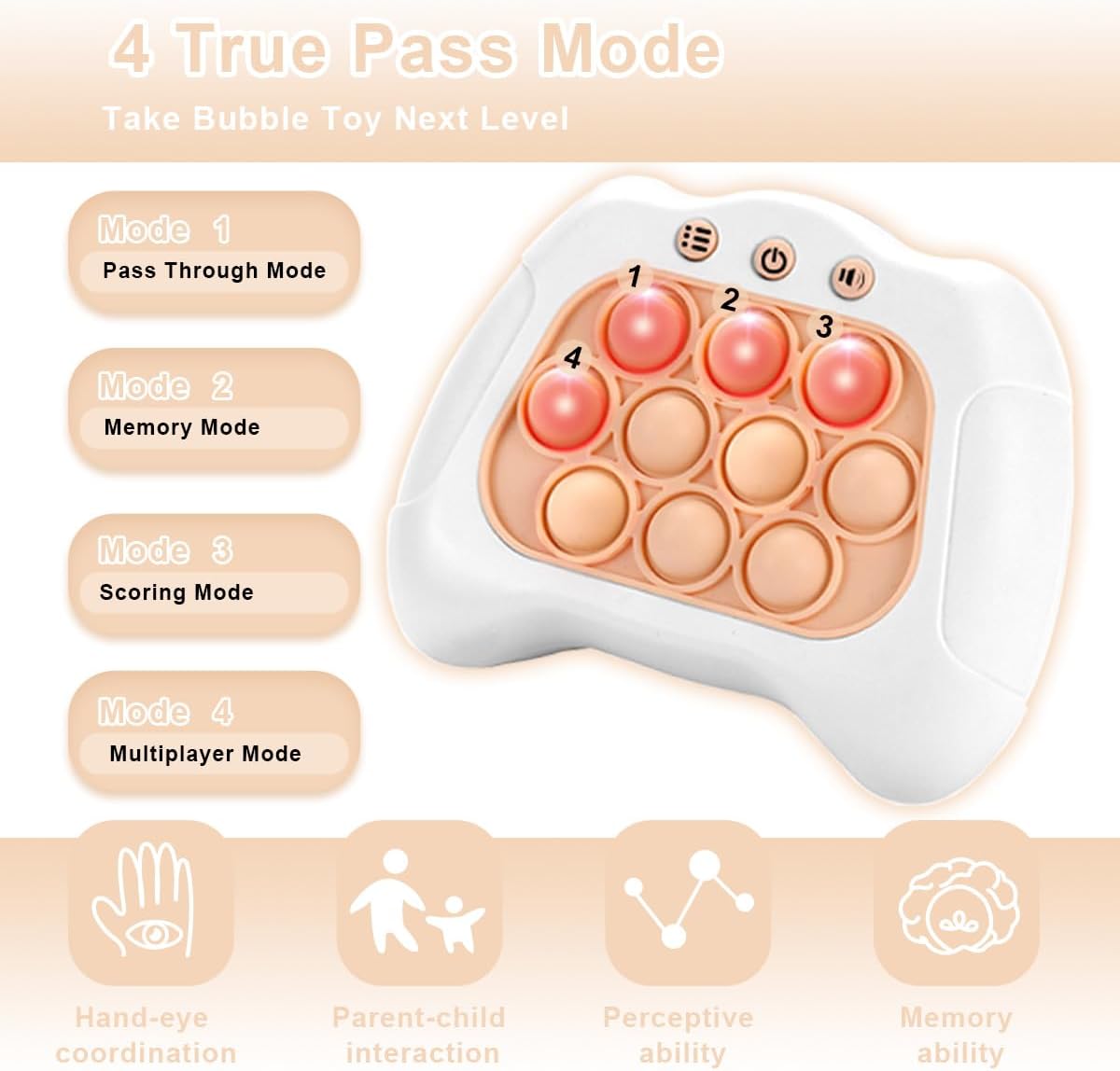 Children Quickly Push Toy Games, Adults Quickly Push Handheld Game Toys, Bubble Pressure pop-up Light Games, Birthday, Boys and Girls Autism Relief, Multiplayer PK