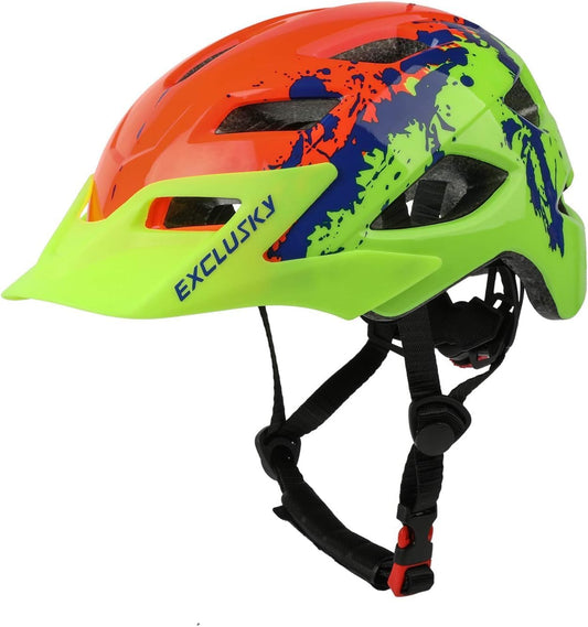 Kids Helmet, Exclusky Kids Bike Helmet Adjustable Safety Lightweight Children Bicycle Helmet for Kids Skating Cycling Scooter Boys and Girls Bicycle Helmets Ages 5-8-14
