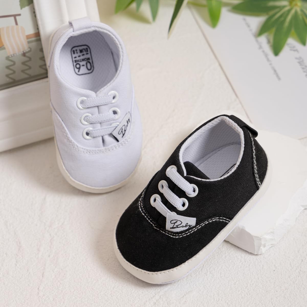 Morbido Infant Baby Boys Girls Canvas Sneaker Toddler Slip On Anti Skid Newborn First Walkers Candy Shoes for 0-18 Months