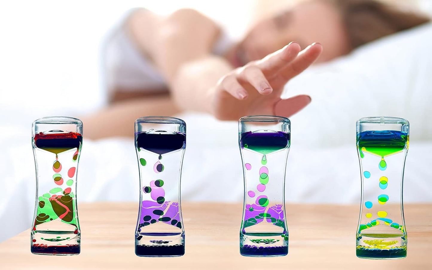 Liquid Motion Bubbler Timer Sensory Toys for Relaxation, Water Timer Fidget Toy for All Age, Motion Bubble Toy Sensory Play for Office Home (Red & Green, 1 Pack)